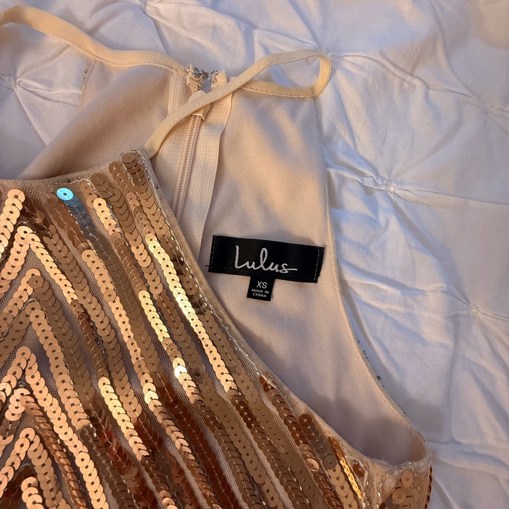 Lulu's Shimmering Gold Sequin Dress - Picture 3 of 4